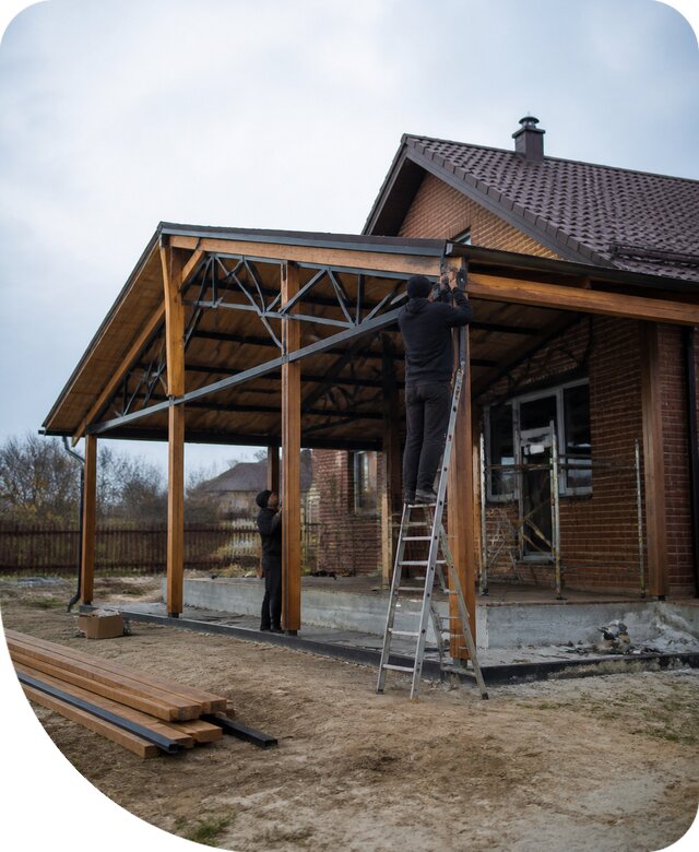 Пристройка навеса к дому и участку в Назрани под ключ