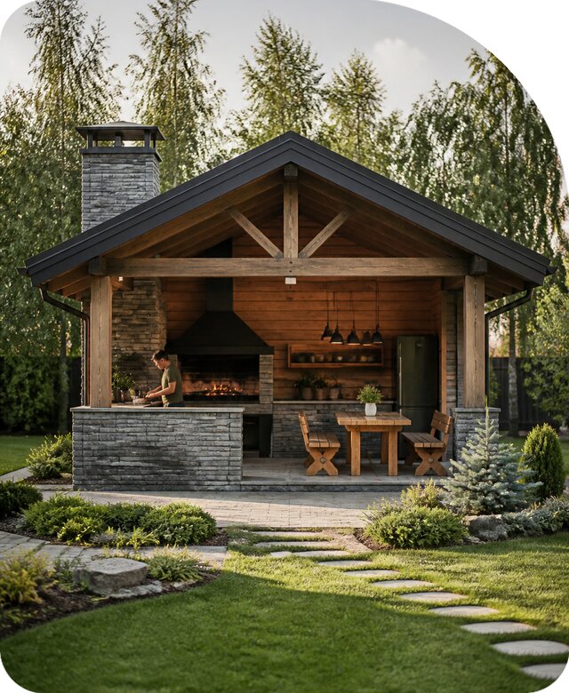 Строительство кухни беседки в Назрани по цене от 359520 р. | РадиДОМА-Нзр